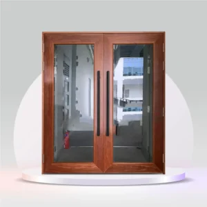 Double Equal Wooden Glass Door