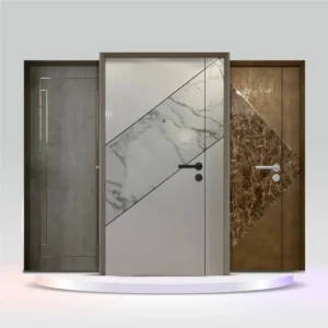 Laminate 4x7Ft Main Door with Stainless steel stripe