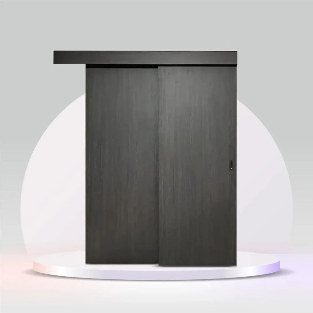 Two Panel Wooden Sliding Door with Pelmet