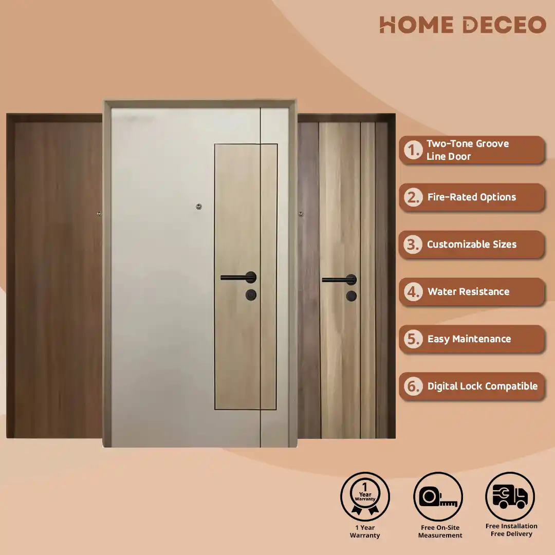 Two Tone with Groove line Laminate Main Door