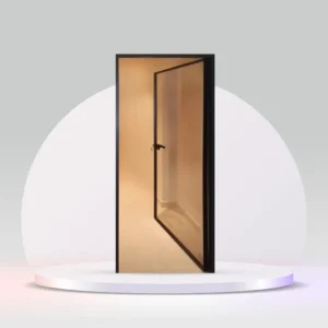 aluminum slim frame swing door wit clear tempered glass black Frame