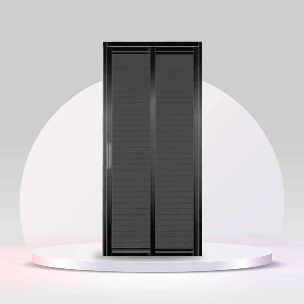 Aluminium Slide and Swing Louver Toilet Door Black Color