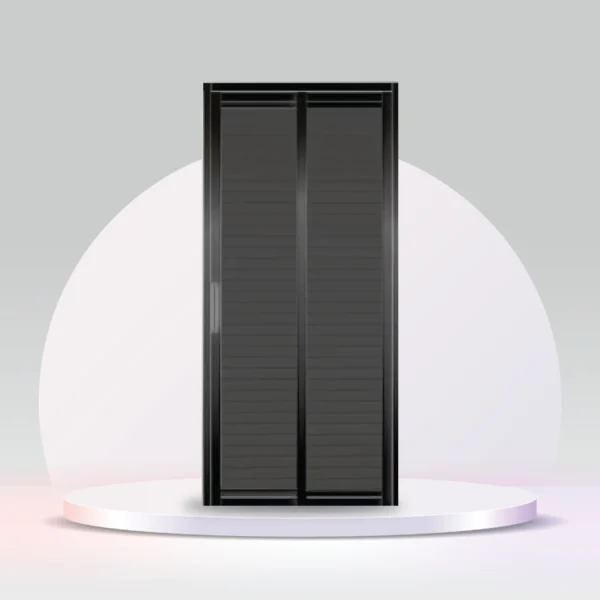 Aluminium Slide and Swing Louver Toilet Door Black Color