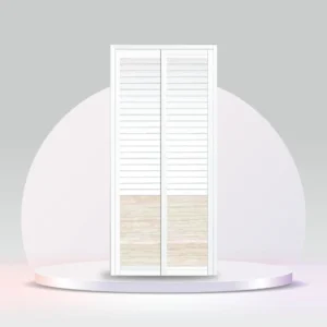 Slide and Swing Toilet Door White with Half Louver Design