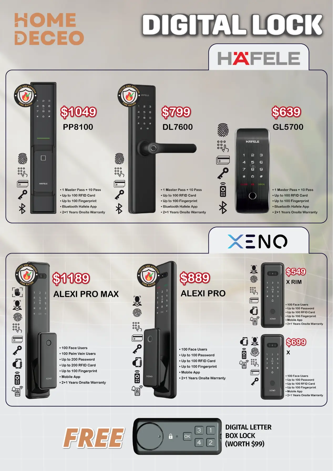 Hafele and xeno digital lock Bundle