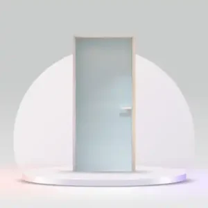 Slim Frame Aluminium Swing Door With 8mm Crystal Fluted Tempered Glass